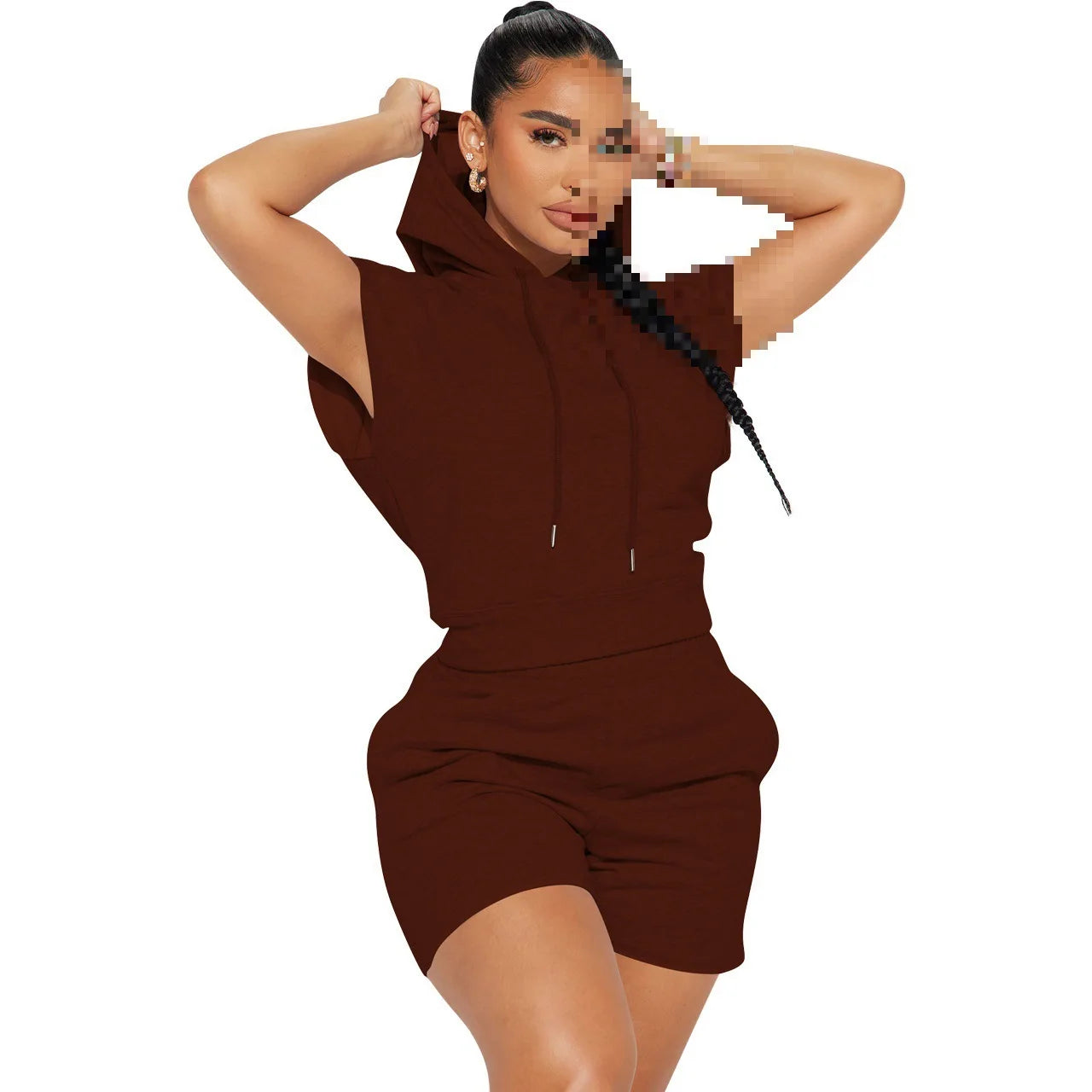 Casual Sports Short Sleeved Hooded Shirts And Shorts Two Piece Set
