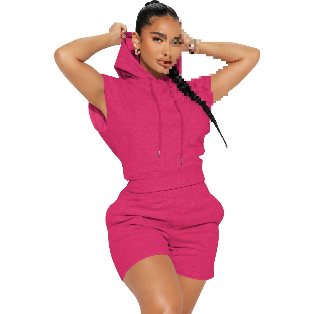 Casual Sports Short Sleeved Hooded Shirts And Shorts Two Piece Set