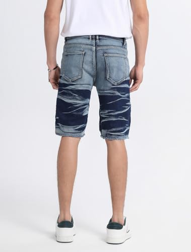 Casual Denim Shorts Classic Fit Ripped Jeans Biker Shorts