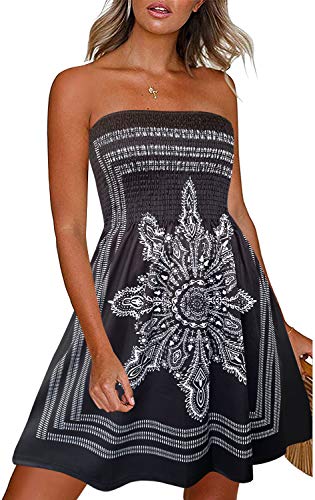 Strapless Boho Floral Print Sundress