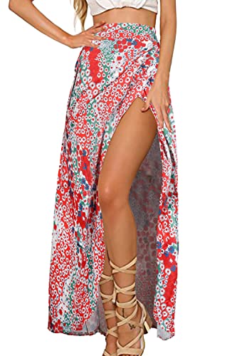Boho Floral Tie Up Waist Cover Up Maxi Skirt