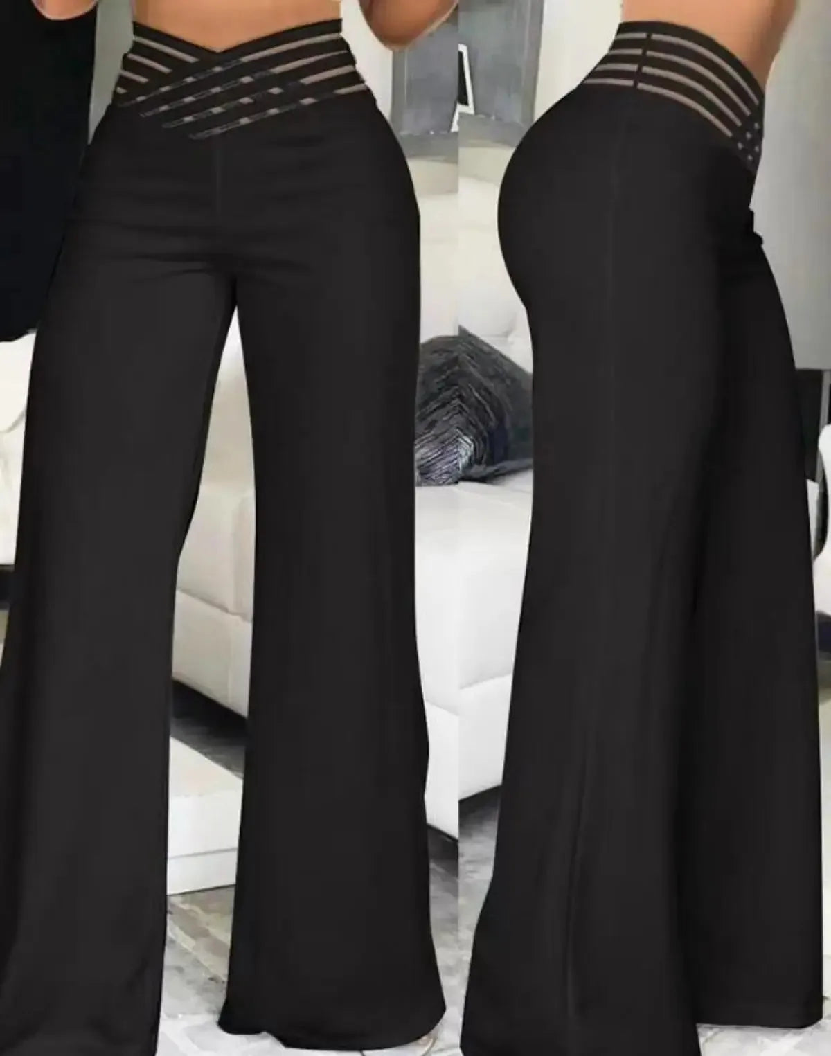 Crisscross Wide Leg Flared Pants