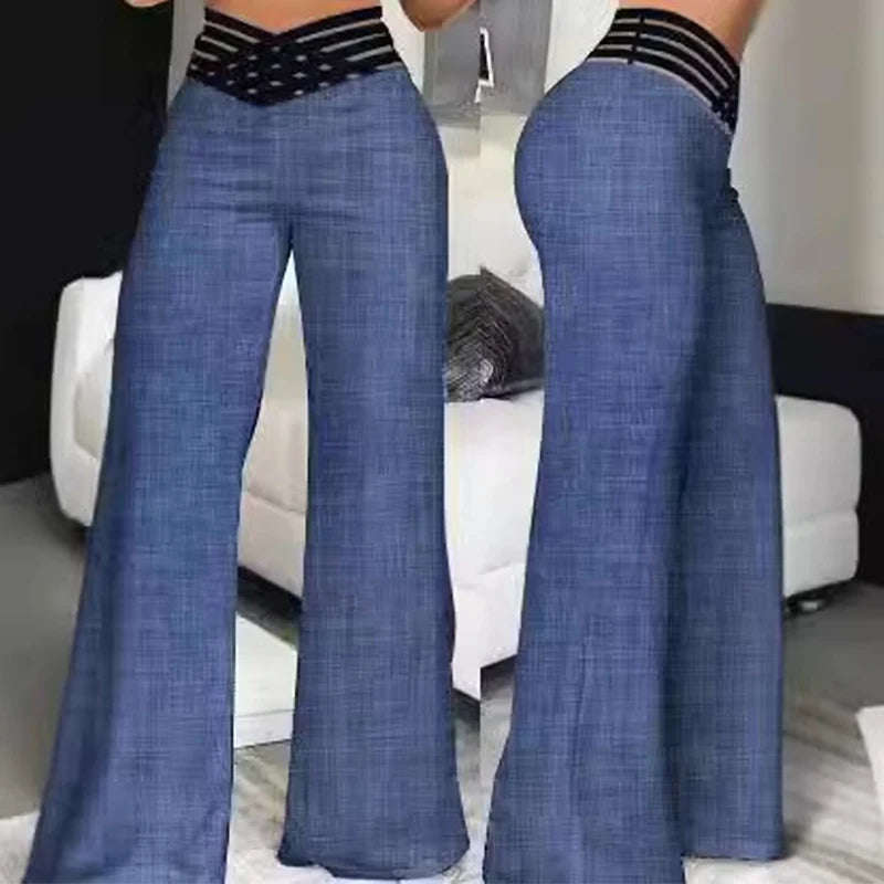 Crisscross Wide Leg Flared Pants