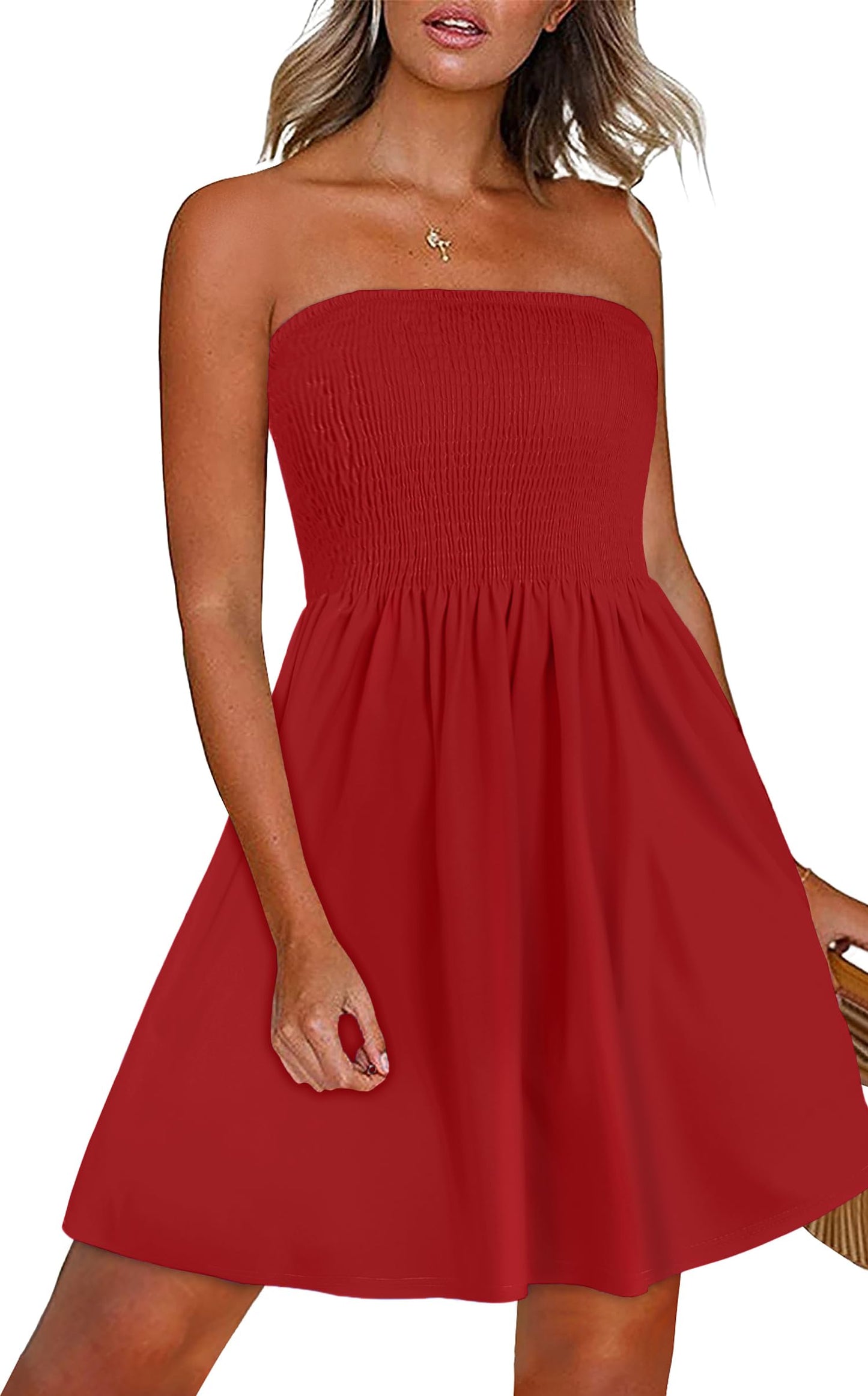 Strapless Boho Floral Print Sundress