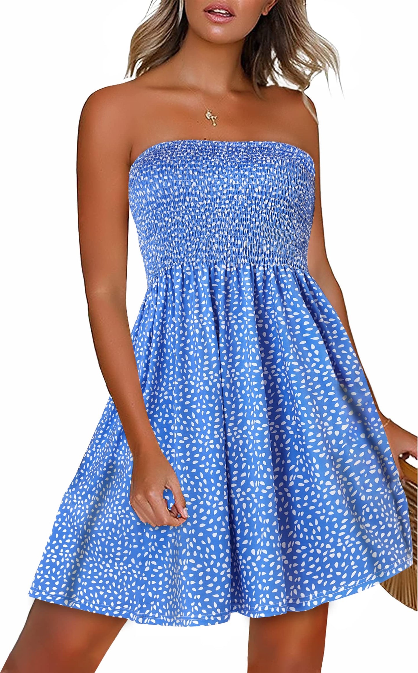 Strapless Boho Floral Print Sundress