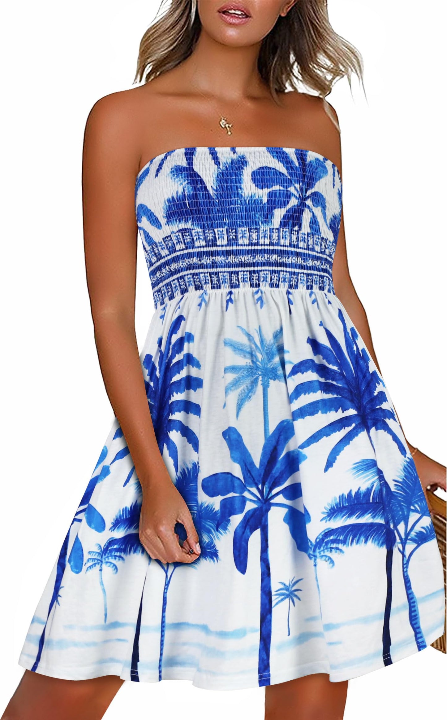 Strapless Boho Floral Print Sundress
