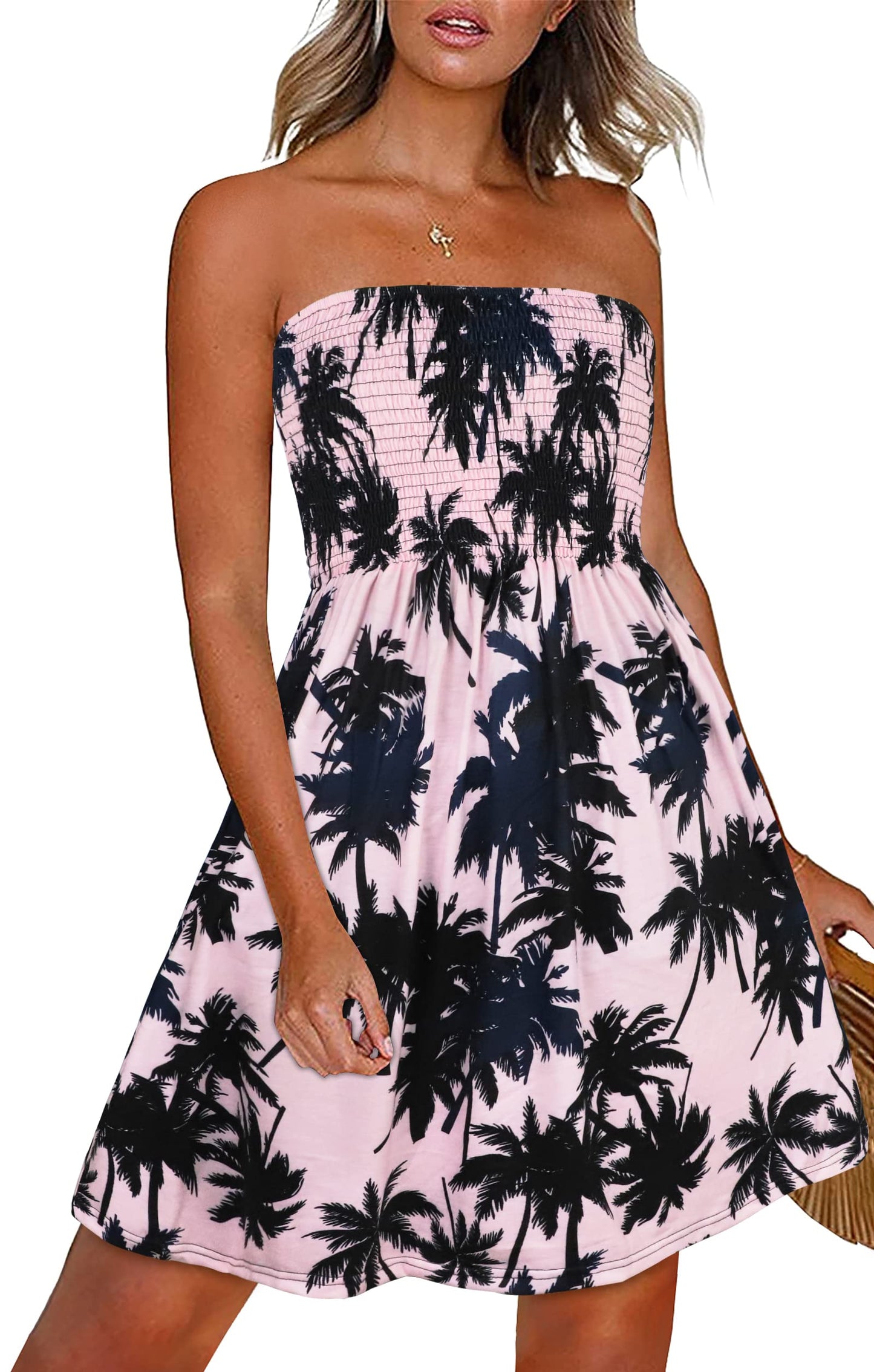 Strapless Boho Floral Print Sundress