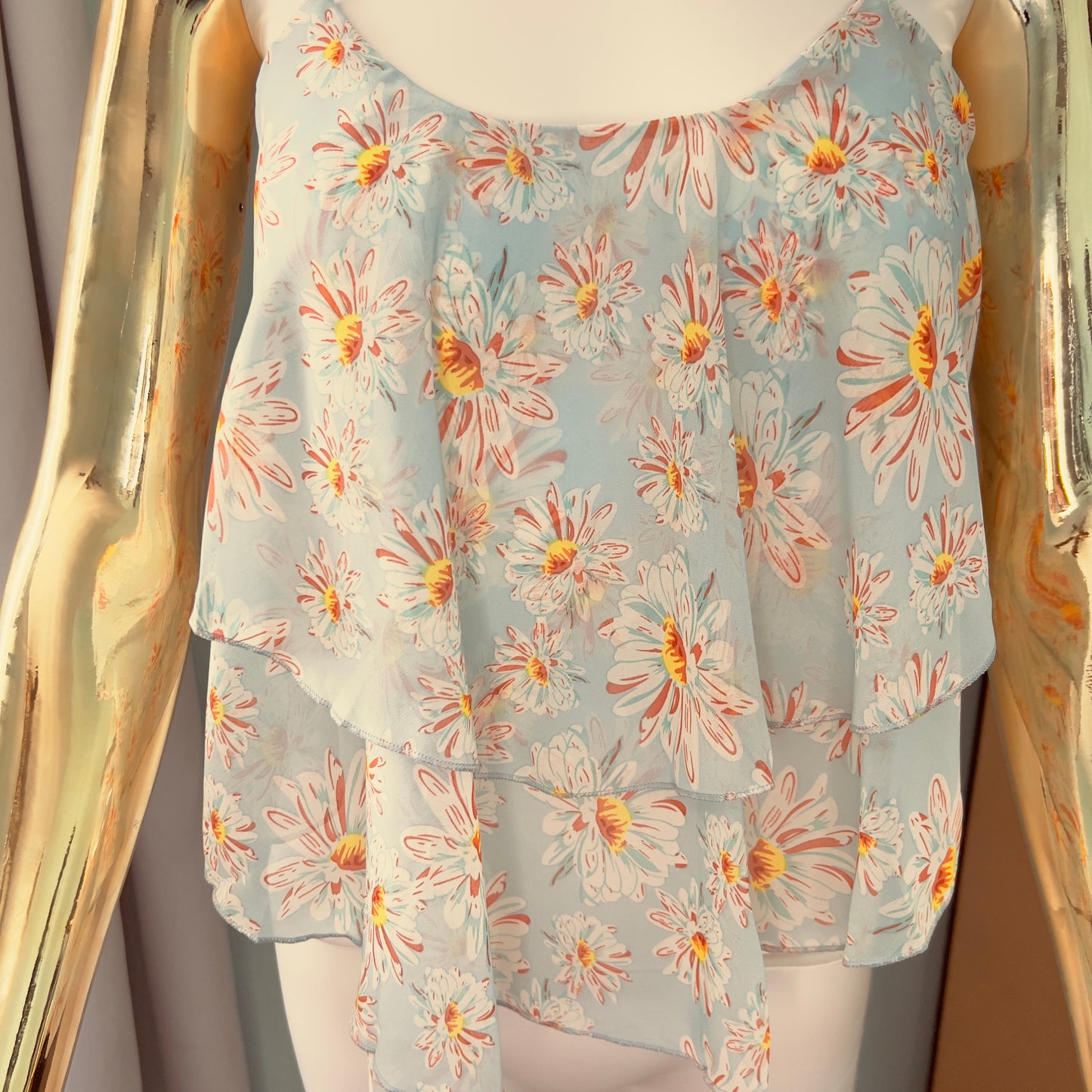 Spaghetti strap baby blue layered shirt