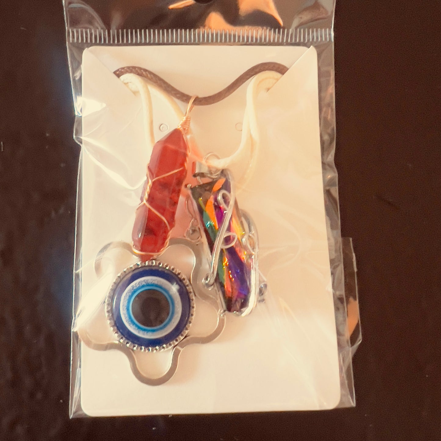 3 pack necklaces evil eye pendant and crystal pendant #5