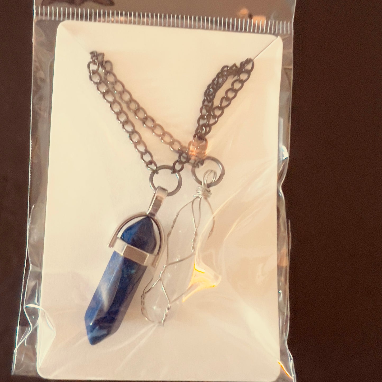 2 pack crystal pendant necklces #12