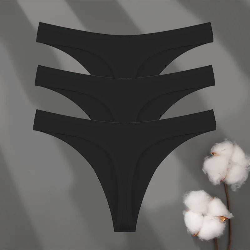 3Pcs/set Cotton Low Waist Breathable Thongs Sexy Solid Sport G-String Soft Lingerie
