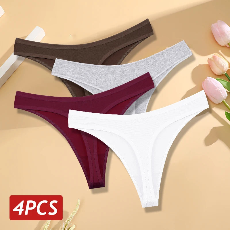 4PCS/Set Seamless Low Rise Thongs
