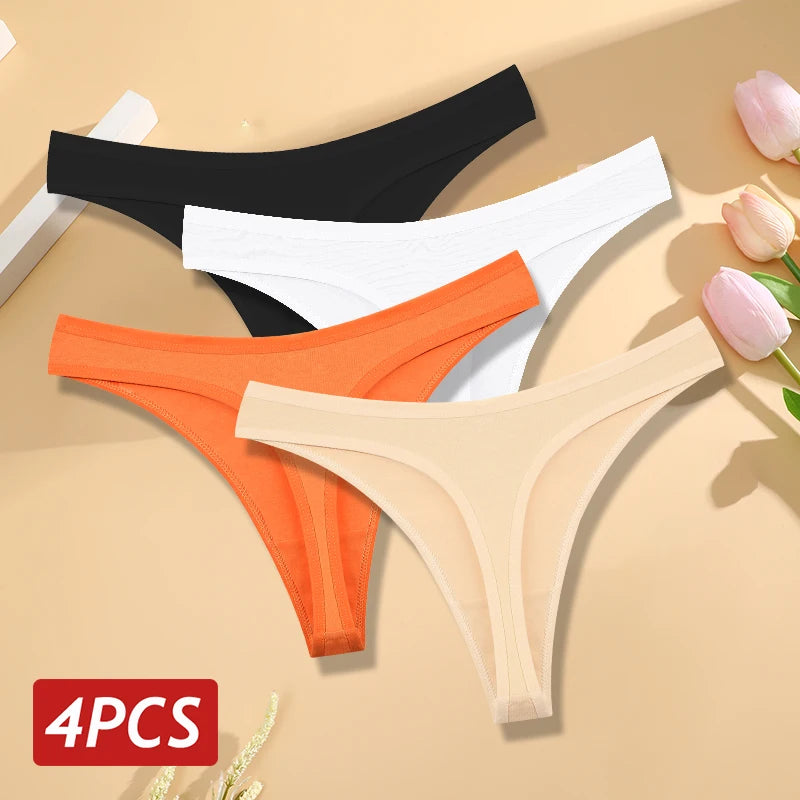 4PCS/Set Seamless Low Rise Thongs
