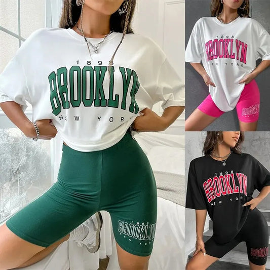Brooklyn NY Loose T-shirt and Tight  Slim Shorts