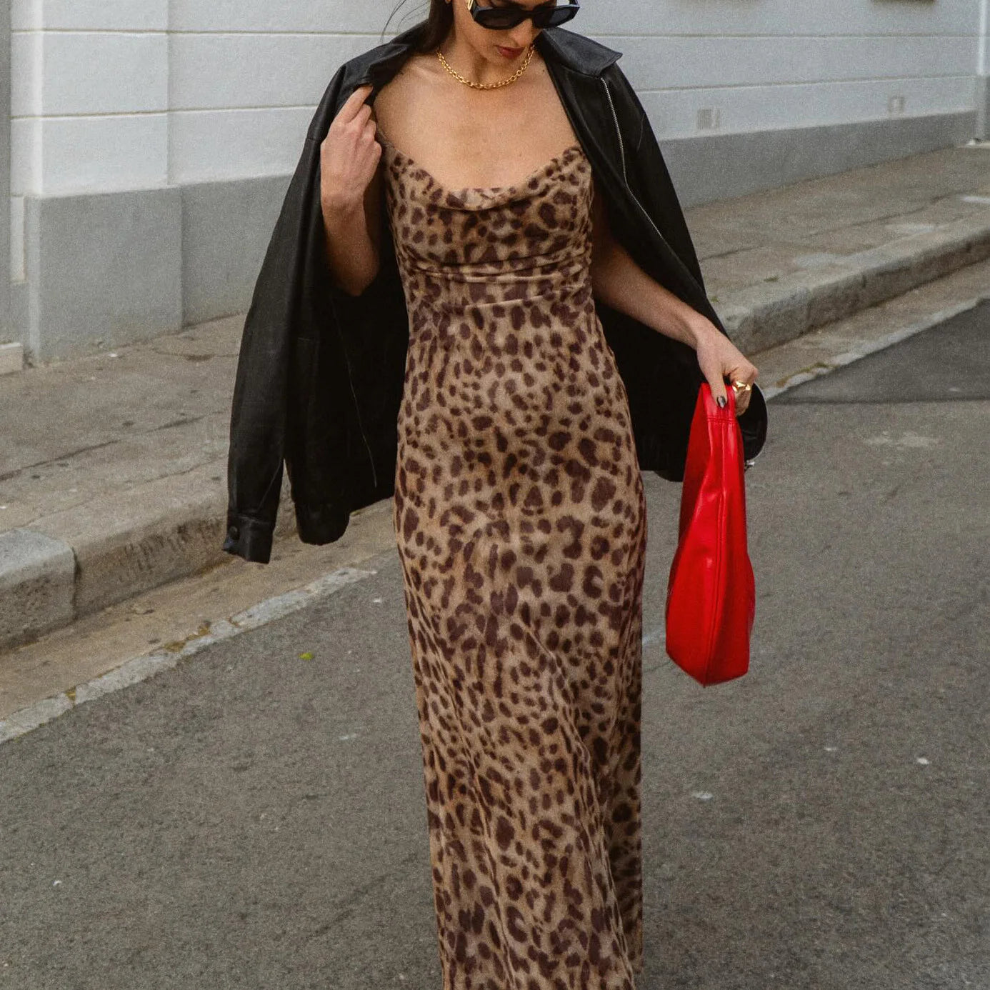 Sexy Vintage Leopard Print Tulle Backless Slip Dress