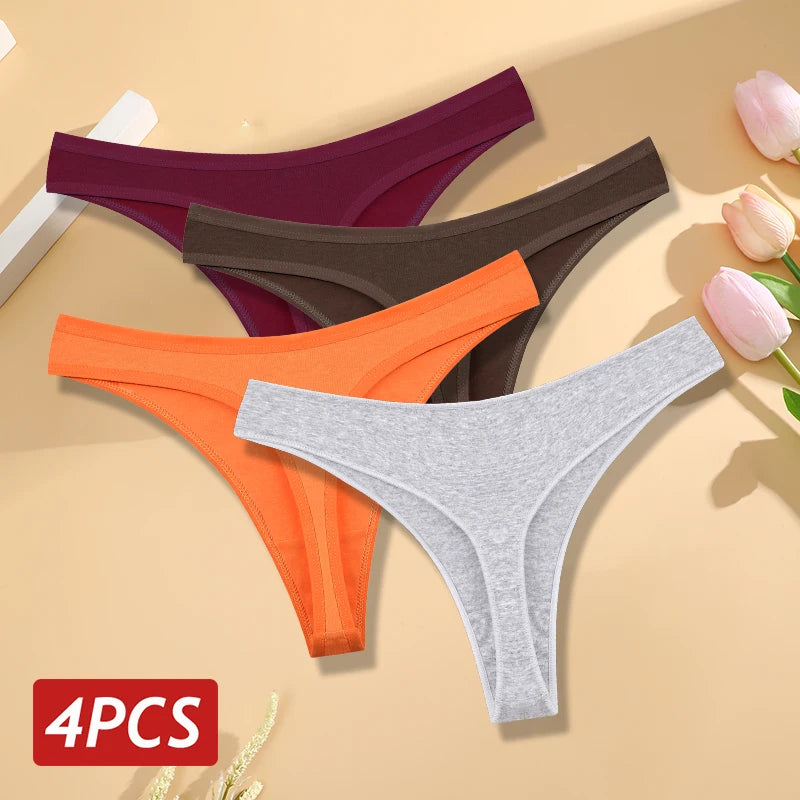 4PCS/Set Seamless Low Rise Thongs