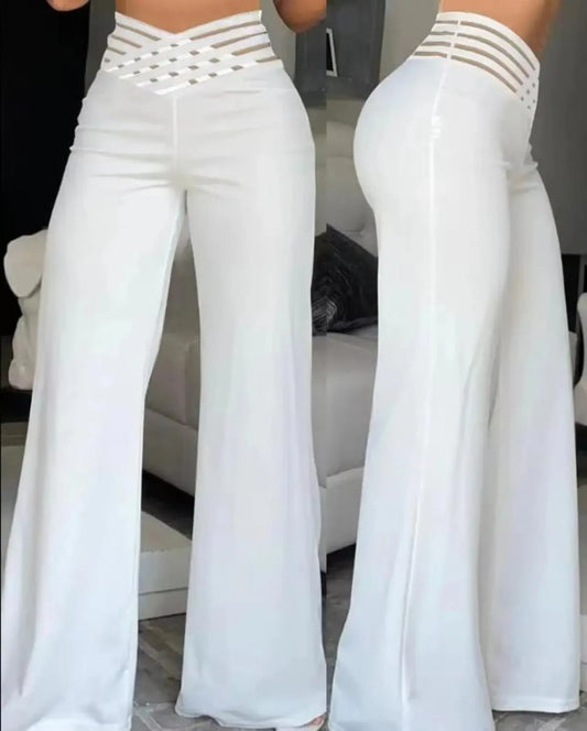 Crisscross Wide Leg Flared Pants