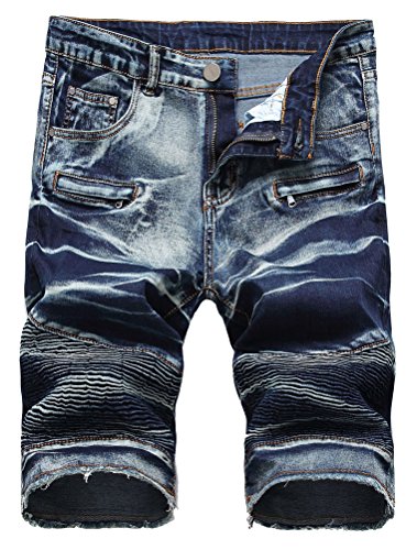 Casual Denim Shorts Classic Fit Ripped Jeans Biker Shorts