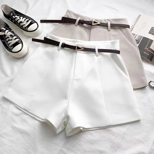 A-line High Waist Shorts With Belt