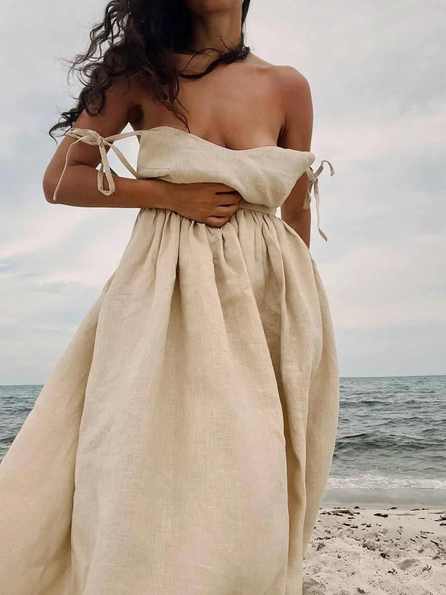 Beach Style Vintage Loose A-line Sling Dress