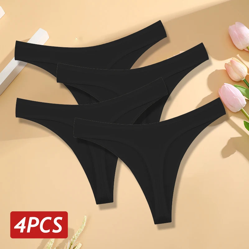 4PCS/Set Seamless Low Rise Thongs