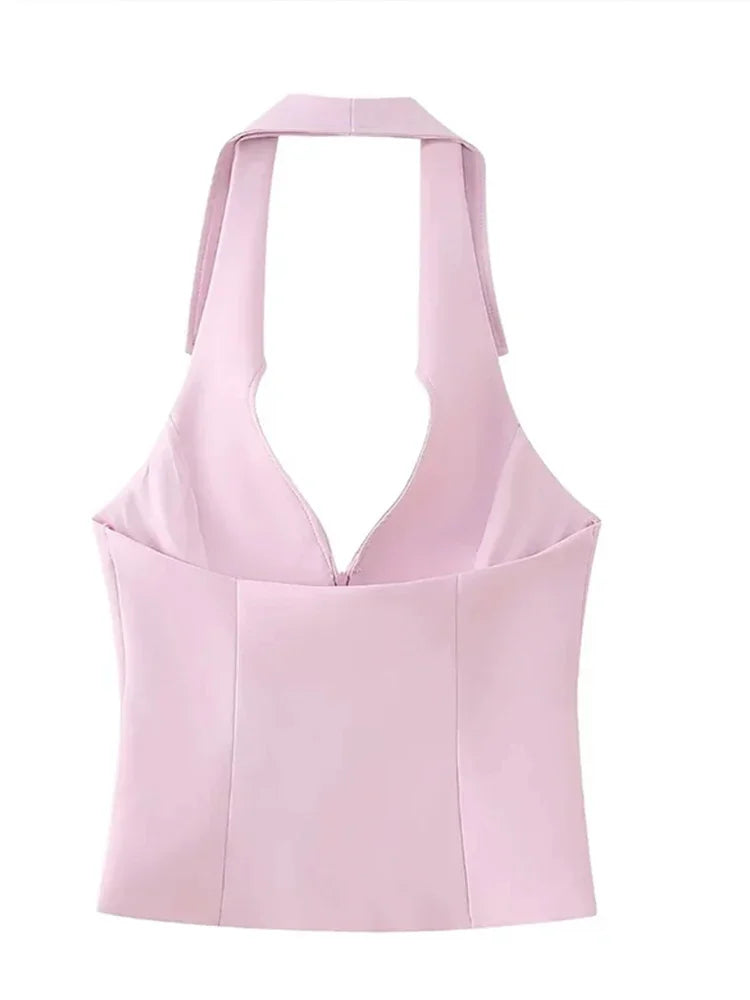 V neck sleeveless top and skort set