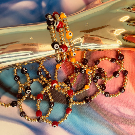 Gold Beaded Evil Eye Bracelets