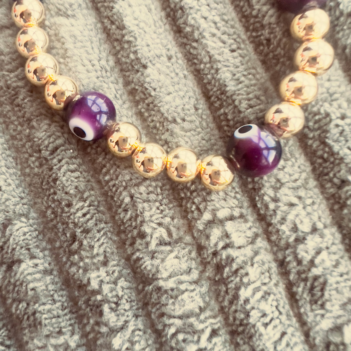 Gold Beaded Evil Eye Bracelets