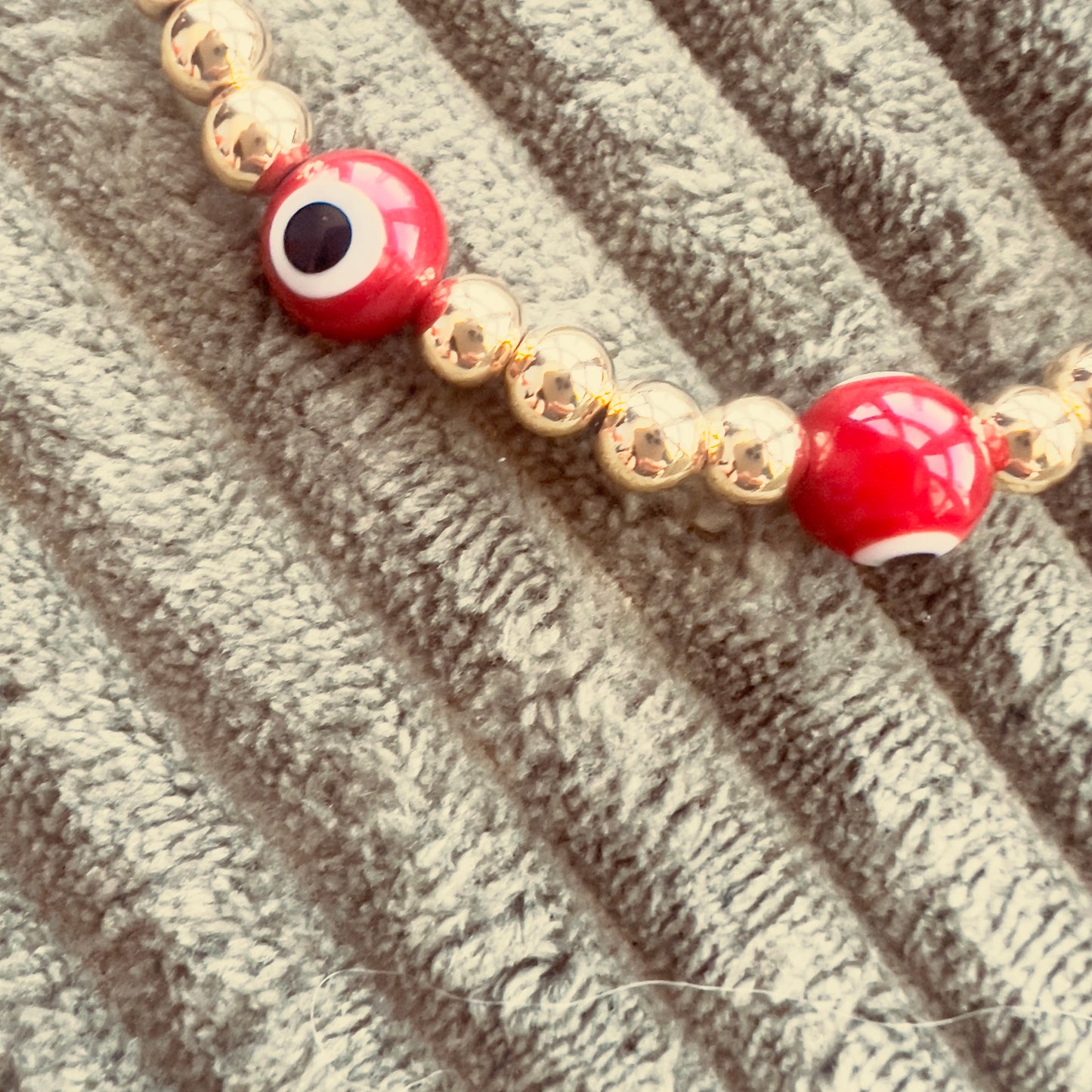 Gold Beaded Evil Eye Bracelets