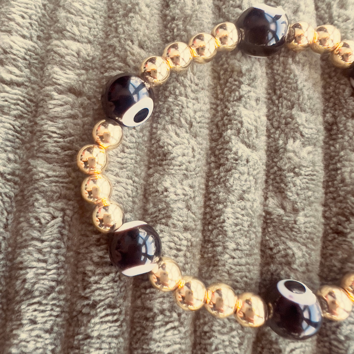 Gold Beaded Evil Eye Bracelets