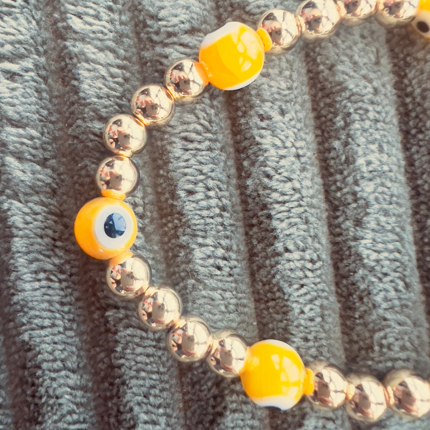 Gold Beaded Evil Eye Bracelets
