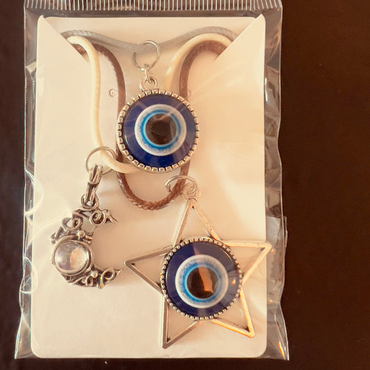 3 pack evil eye and moon pendant necklace's #3