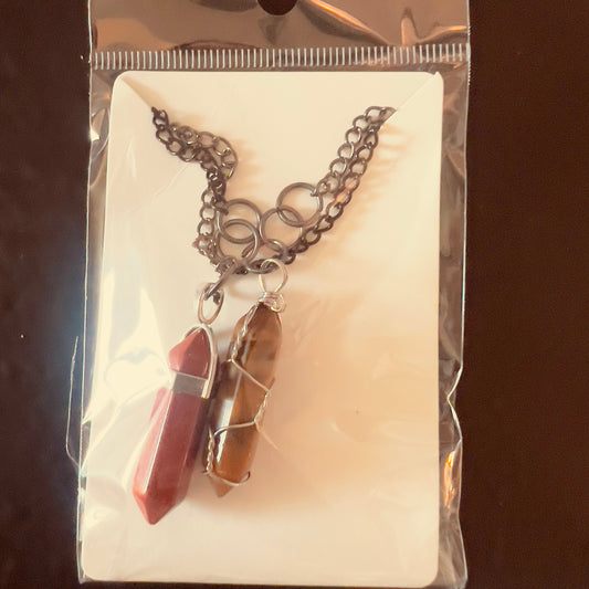 2 pack short chain crystal pendant necklaces #6