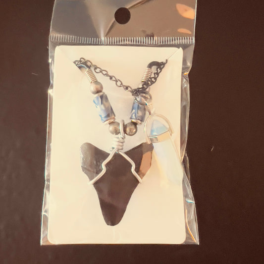 2 pack necklaces shark tooth and crystal pendant #8