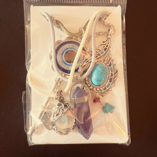 4 pack evil eye, crystal pendant necklaces #9