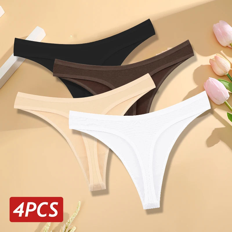 4PCS/Set Seamless Low Rise Thongs