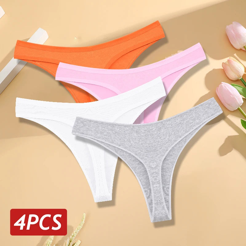 4PCS/Set Seamless Low Rise Thongs