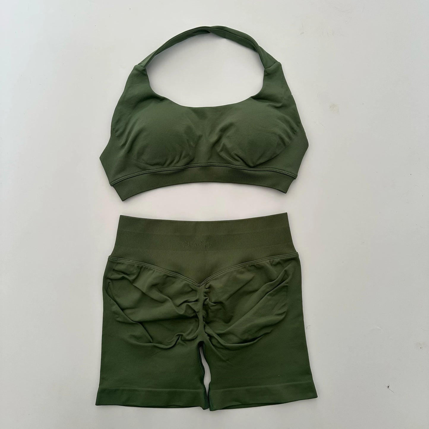 2Pcs Impact seamless Yoga Workout Sports Bra and Shorts Set